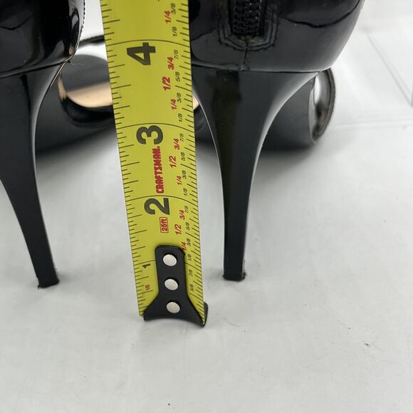 Marc Fisher Black Patent Stiletto Heels Size  8  Zip Back Chic Ankle Wrap - Picture 6 of 13